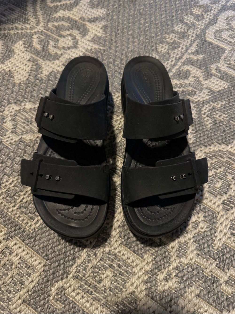 CROCS Black Rubber Slide with Logo Emboss